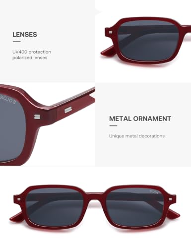 Image of SOJOS Trendy Rectangle Polarized Sunglasses Womens Mens SJ2610