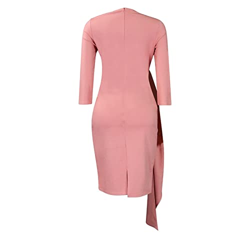 Womens Work Business Pencil Dress Elegant 3/4 Sleeves Slanted Collar Bodycon Midi Wedding Guests Cocktail Office Dress4