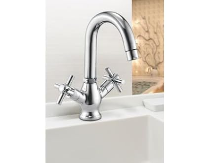 Rivia Crossa Center Hole Basin Mixer,Brass, Chrome Finish