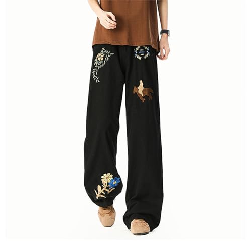 Baggy Jeans Men Graphic Embroidery Wide Leg Denim Pants Relaxed Fit Casual Streetwear for Skater Jeans Y2k3