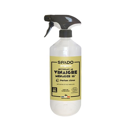 SPADO Origines - Vinaigre Ménager 16° Au Citron - Détartre et Fait Briller - 100 % Ingrédients D'Origine Naturelle - Fabrication Française - Flacon Pulvérisateur 750 ml