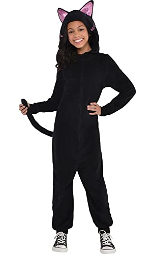 amscan Zipster Black Cat Onesie Costume, Girls, Large, With Hood