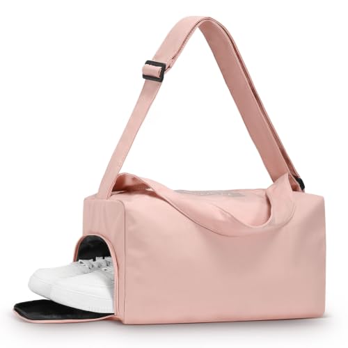SUIKIHUM Womens Mini Gym Bag with Shoe Compartment 20L, Soft Pink