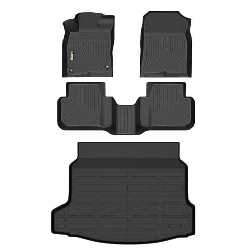 HAFIDI Floor Mats & Cargo Liner Set Fit for 2025 Honda Civic Hybrid Sedan All Weather Protection TPE Anti-Slip Car Full Set Floor Liners Custom Accessories - Black