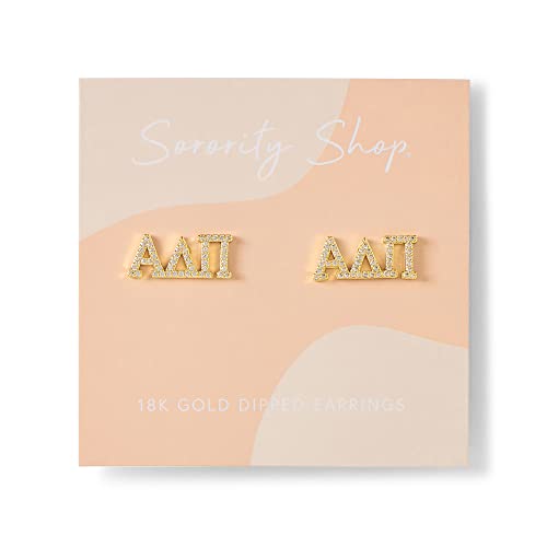 Sorority Shop Alpha Delta Pi Earrings — ADP 18K Gold Plated Sorority Gifts Earrings, Long-Lasting Alpha Delta Pi Gifts for Women2