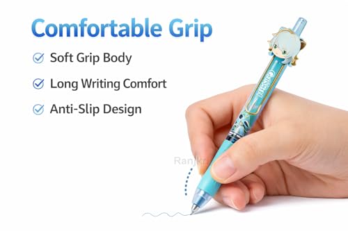 Image of Anime Gel Pen Set 6 Pcs, Cute Cartoon Character Pens, 0.5mm Smooth Writing Black Or Blue Ink Pens, Kawaii Stationery Gift Set for Kids Girls Boys School Office Supplies