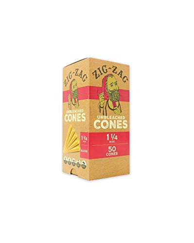 Zig-Zag 1 ¼ Rolling Papers Pre Rolled Cones 50-100 Pack - Natural Unbleached Bulk Cones With Tips - Prerolled Rolling Paper Cone Pack - Pre Roll Cones For Filling - Easy To Use And Convenient (50) #TOP2