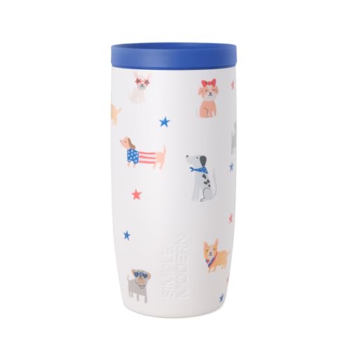 Image of Simple Modern 4th of July Signature Voyager | 16oz Travel Coffee Mug Tumbler with 360 Lid | Gifts for Women Men | Ceramic-Lined Insulated Stainless Steel Cold Brew Iced Coffee Cup | Patriotic Pets