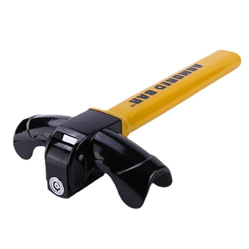 Trava de Segurança para Volante, Antifurto Universal em Aço, Amarelo e Preto com Chave Tubular