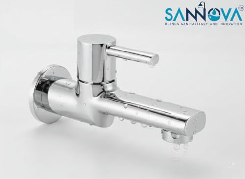 Image of Sanova Prime Heavy Duty Longbody Cock | Brass Cartridge | Steel Body | Heavy Handle | Chrome Finish | Wall Mounted Kitchen Sink Faucet