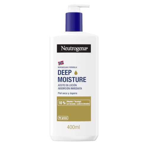 Neutrogena Fórmula Noruega Hidratación Profunda Loción corporal de Absorción Inmediata Enriquecida con Aceite de Almendras (400 ml), crema hidratante con tecnología Pro-Ceramida
