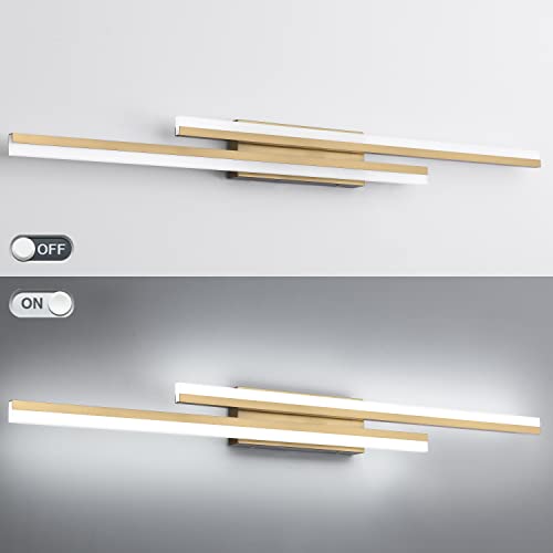 Image of PRESDE 48 inch LED Vanity Light Bar, Modern Brushed Gold Bathroom Light Fixtures Over Mirror
