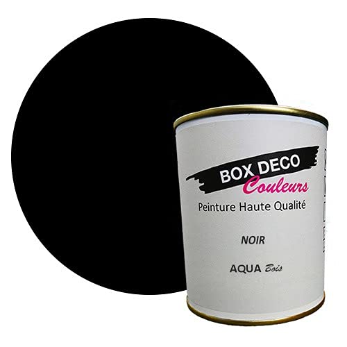 BOX DECO COULEURS Peinture bois intérieur extérieur à base d'acrylique aspect velours-satin Aqua Bois - 750ml, Noir