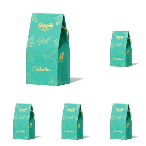 Image of Happilo Premium Diwali Gift Pack with 7 Inclusions | Dry fruit Sweet, Date Delight, Almond, Cashew, Raisin,Panchmeva, Party Snack, Dry Fruits ROBIN box (Pack of 5)