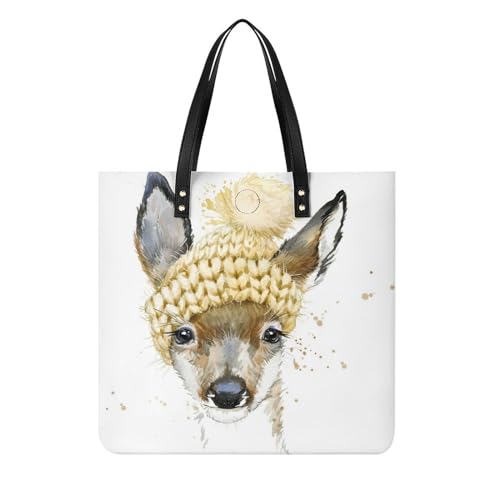 Sac à main cerf mignon femmes : grand tote bag en tissu et sac de voyage 39cm