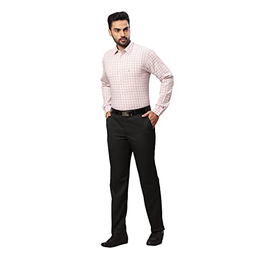 Image of Raymond Men's Pure Cotton Checks Pattern Slim Fit Regular Collar Full Sleeve Casual Shirt