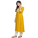 Glomee Rayon Embroidered Naira Cut Kurta for Women - Image 3