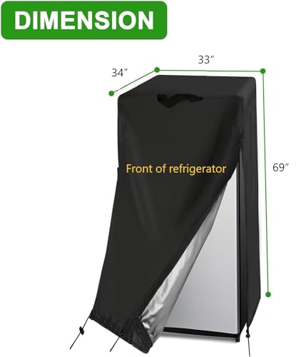 Image of Refrigerator Cover, Waterproof&Dustproof Cover for Protecting Upright Freezers /Beverage Refrigerator-Suitable for Cold Rooms(33 inchW x 34 inchD x 69 inchH)