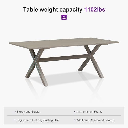 Image of PURPLE LEAF Patio Dining Set for 8 with Cushions Champagne with Cover
