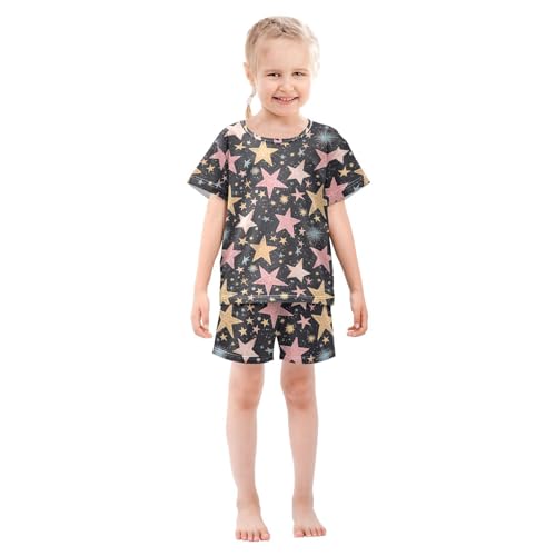 Vdsrup Stars Summer Pajamas Set Short Cotton Sleepwear 2 Piece Unisex 5Y2