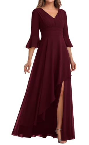 Robe demoiselle d'honneur KIYNE manches longues col V fluide