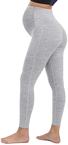 IUGA Maternity Leggings Over The Belly Buttery Soft Maternity Yoga Pants with Pockets Pregnancy Leggings for Women Activewear - Image 4