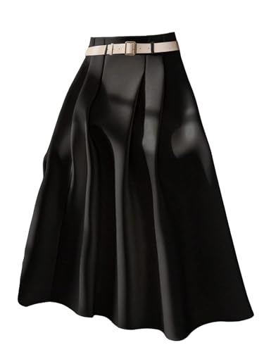 GORGLITTER Women's Pleated Maxi Skirt High Waisted Flowy Swing Elegant Dressy Work Full Long Skirts