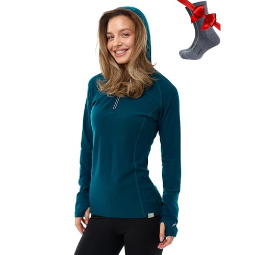 Pull mérinos femme et chaussettes pour rester au chaud en randonnée et au quotidien