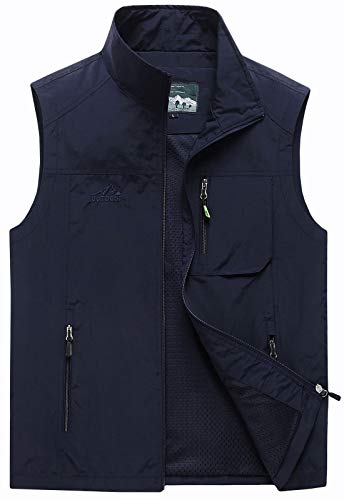 Flygo Mens Summer Lightweight Outdoor Work Fishing Photo Travel Hiking Vest Jacket