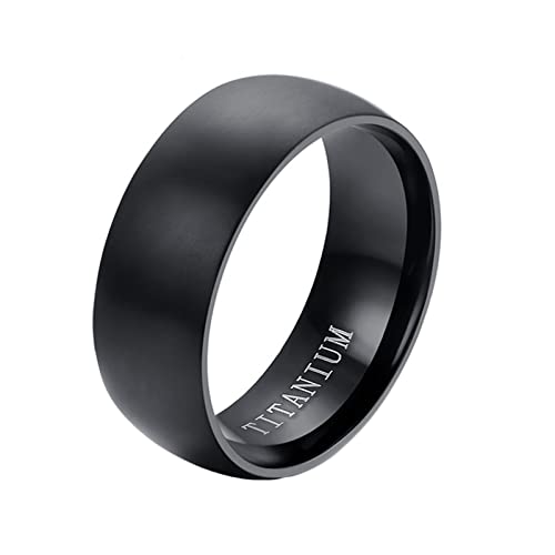 Anillo de boda para hombre hecho de titanio negro de 8 mm con un acabado cepillado redondo