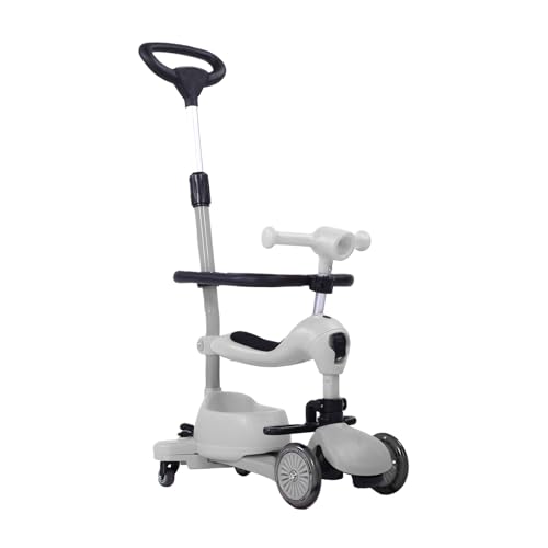 Generic Triciclo para Niños Pequeños, Cochecito Versátil 3 en 1 con Luz LED para Niños de 2 a 5 Años, Material de Nailon y Aluminio (Gray)