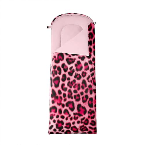 Feelyou Classic Leopard Print Sleeping Bag for Kids Boys Girls Brown White with Compression Sack Lightweight Waterproof Portable for Camping Backpacking miniatura 4