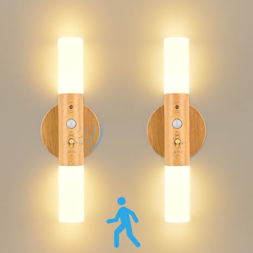 GuKKK 2 Pcs Luz de pared de Madera, Luz de Pared de Interior con ...