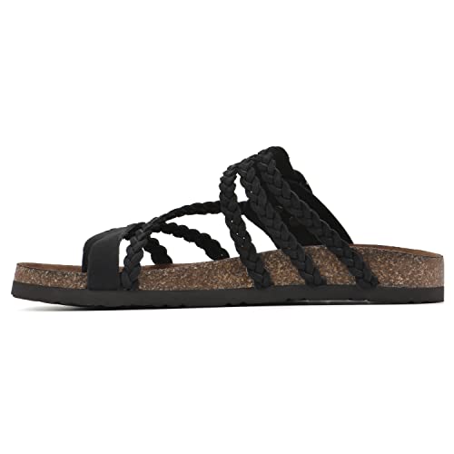 White Mountain Women's Hayleigh Footbed Sandal, Black/Nubuck, 7 M #TOP3