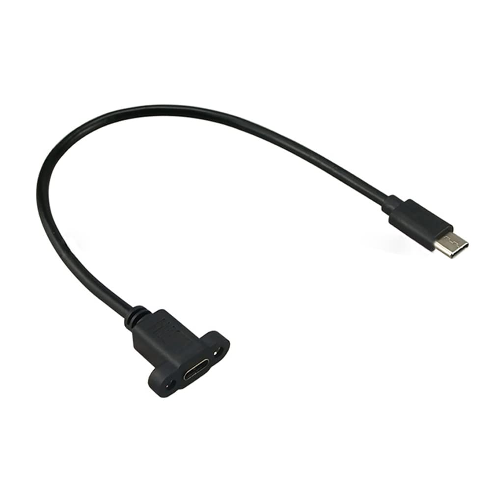 ezonpinzv Short USB 3.1 Type C Extension Cable USB C Male to Female Extension Cable Type-c Panel Mount 10Gbps 60W Charging Data & Sync Cable with Panel Mount Screw Hole