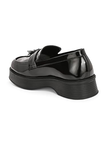Image of Leo Fitness Men's Patent Leather Look Chunky Tassel Loafer Shoes