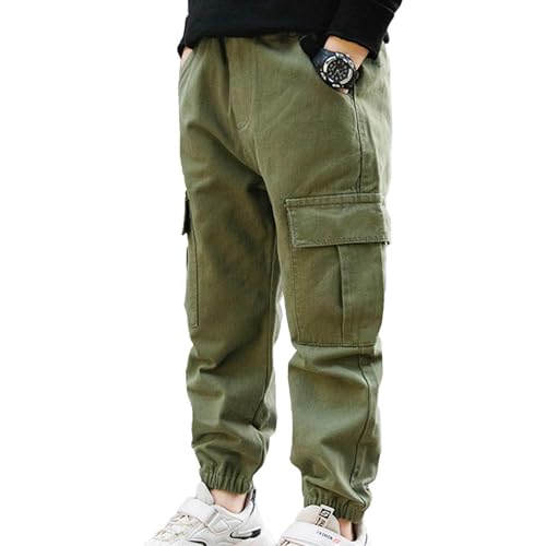 Boys' Cargo Pants Casual Sweatpants Kids Joggers Elastic Waist Outdoor Hiking Baggy Trousers