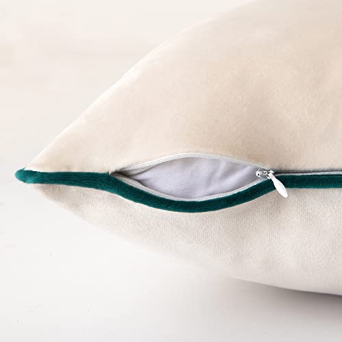 Miulee Decorative Throw Pillow Covers Soft Velvet Pillow Covers Cream White And Teal 20X20 Set Of 2 Cushion Cases Modern Color-Clash Design Mix And Match Home Decor For Boho Couch Bed Living Room #TOP3