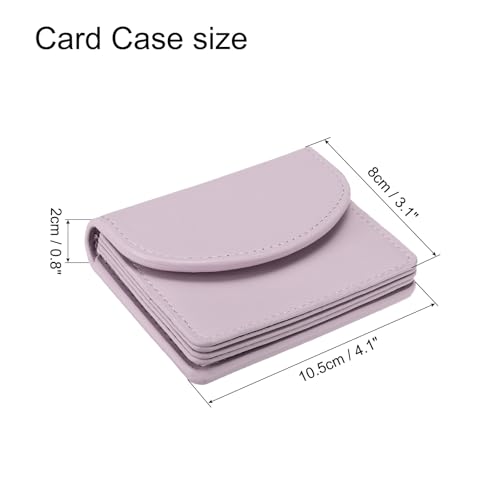 Image of uxcell PU Leather Business Card Case, Business Name Card Holder Wallet with Magnetic Shut Pocket Holder for Women Credit ID Card, Purple