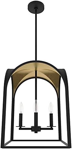 Hunter - Dukestown 4-light Natural Black Iron, Medium Size Pendant Light, Dimmable, Formal Style, Lantern Shaped, for Bedrooms, Kitchens, Dining, Living Rooms - 19082