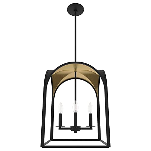 Image of Hunter - Dukestown 4 Light Natural Black Iron Medium Dimmable Formal Lantern Pendant Light for Bedroom Kitchen Dining Room Living Room 19082