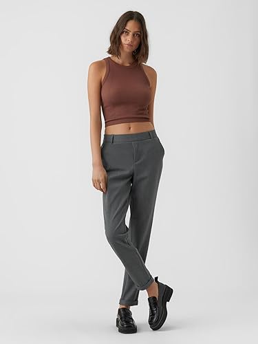 VERO MODA Damen Vmmaya Mr Loose Solid Pant Noos Hose, Grey Pinstripe, M / 32L EU