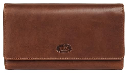 piké große Geldbörse im Querformat Echt Leder Damen | Geldbeutel RFID-Schutz, Brieftasche aus Rindleder, Portemonnaie mit Reißverschluss, 8 Kartenfächer, Münzfach | 022084