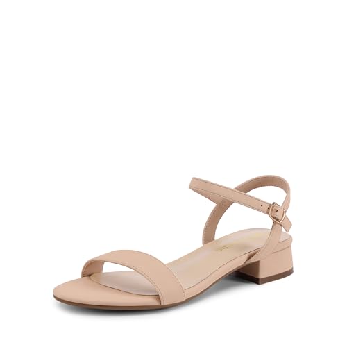 DREAM PAIRS Women Black White Nude Clear Sandals Low Heel Dressy Sandals Ankle Strap Open Toe Chunky Block Heeled Summer Classic Comfortable Flat Shoes