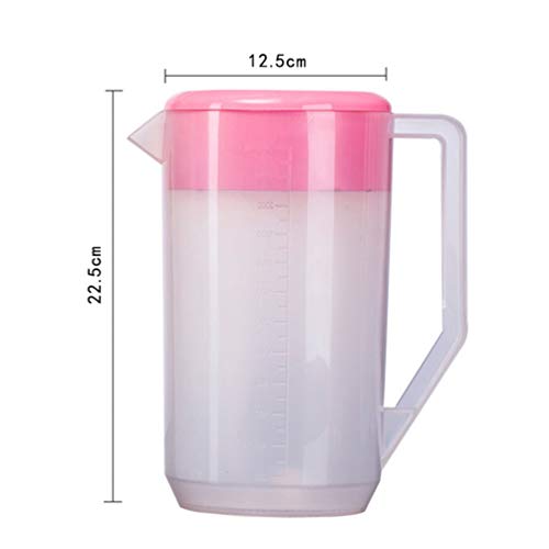 Image of Housoutil Measuring Kettle with Scale 4L /140 Oz Beverage Pitcher with Lid Food-Safe Plastic Cold Water Kettle for Juice Iced Tea Milk Beer Home Entertaining Picnics