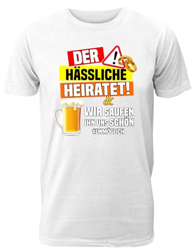 T-Shirt Junggesellenabschied Männer: Der Hässliche heiratet ! Wir Saufen ihn Uns schön für das JGA Team des Bräutigams - Herren T-Shirt