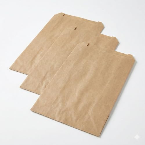 1000 Sacs Papier Kraft Brun 18 x 36 cm - Sachet Alimentaire Léger Standard - Emballage Finition Lisse pour Pharmacie, Marché, Légumes et Confiserie - Aspect...