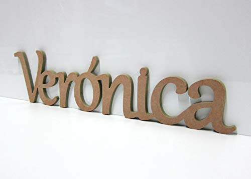 Nombres Decorativos. 60-80cm. Letras en Madera MDF, para Pintar o Lacar. DIY, Manualidades. Regalos Personalizados. (Verónica)