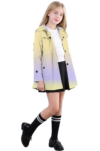 Image of Betusline Girl's Single Breasted Trench Coat Hooded Dress Coat Outerwear, 2-14 Years
