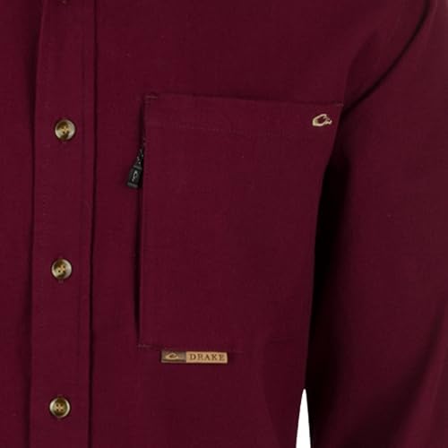 Drake Waterfowl Men's Autumn Brushed Cotton Twill Solid Button-Down Long Sleeve Shirt Ds21904